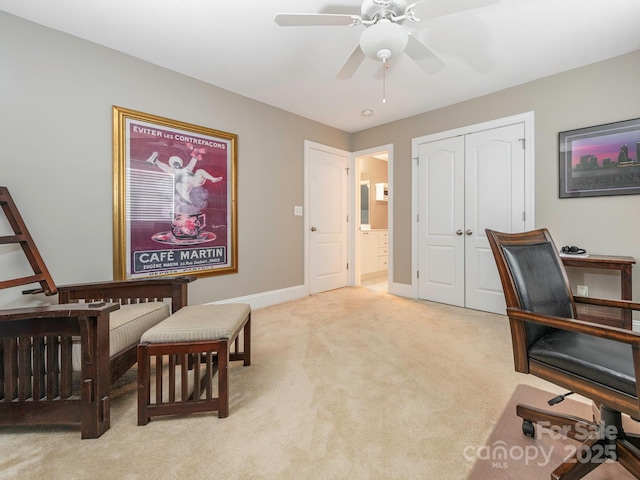 7040 Edenderry Dr, Charlotte, NC 28270 - carpeted office with a ceiling fan and baseboards