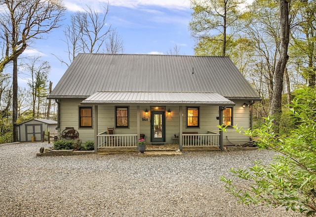 60 Laurel Ln, Mars Hill, NC 28754 - back of property with a shed, covered porch, an outbuilding, and metal roof