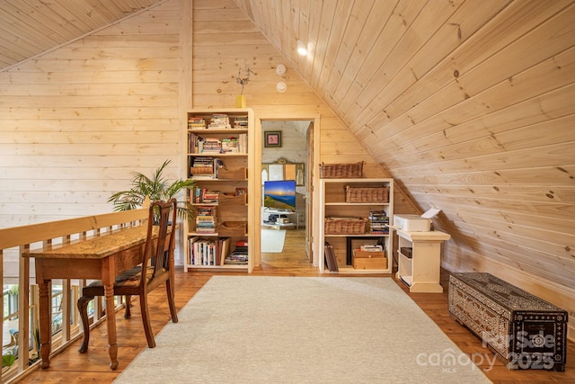 60 Laurel Ln, Mars Hill, NC 28754 - bonus room featuring vaulted ceiling, wooden walls, wooden ceiling, and wood finished floors