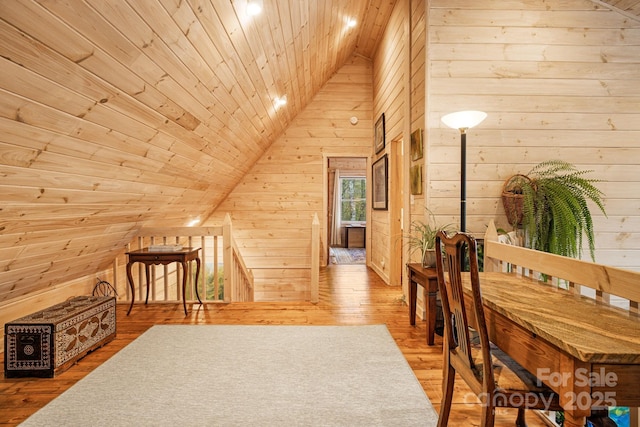 60 Laurel Ln, Mars Hill, NC 28754 - additional living space featuring vaulted ceiling, wooden walls, wooden ceiling, hardwood / wood-style floors, and recessed lighting