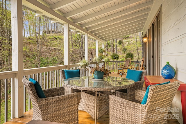 60 Laurel Ln, Mars Hill, NC 28754 - wooden terrace featuring outdoor dining area