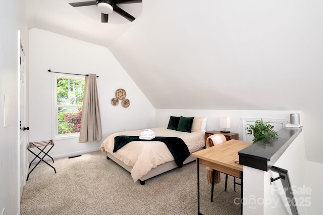 25 Licklog Ridge Rd, Fairview, NC 28730 - bedroom with carpet flooring, lofted ceiling, baseboards, and ceiling fan