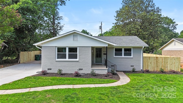 4042 Uppergate Ln, Charlotte, NC 28215 - view of front of house with crawl space, brick siding, driveway, and roof with shingles