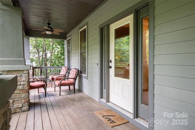 4 Yellow Owl Ct, Biltmore Lake, NC 28715 - deck featuring covered porch and a ceiling fan