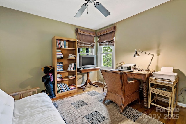 1795 Mckenzie Way N Unit 505, Old Fort, NC 28762 - office area with wood finished floors, ceiling fan, and baseboards