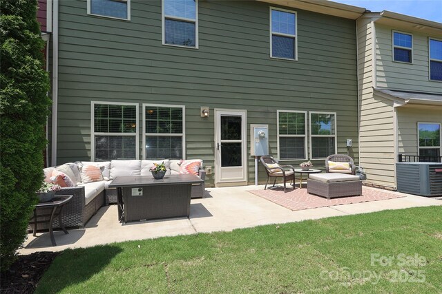 1809 Evergreen Dr, Charlotte, NC 28208 - rear view of property with outdoor lounge area, central air condition unit, a patio area, and a yard