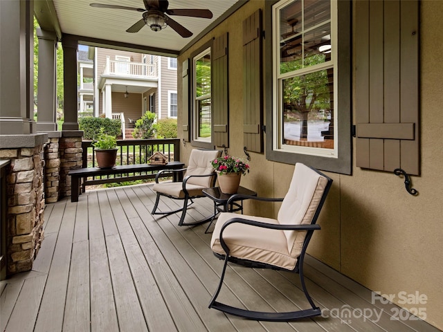 9 Dearborn St, Asheville, NC 28803 - wooden terrace featuring covered porch and ceiling fan