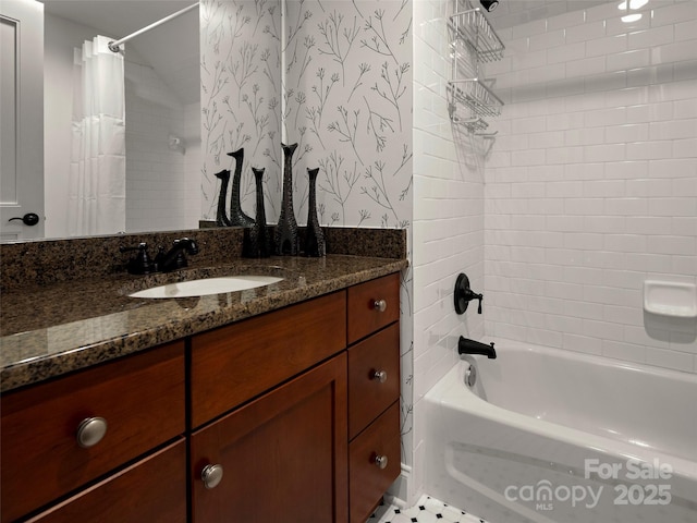 9 Dearborn St, Asheville, NC 28803 - bathroom featuring shower / bath combination with curtain and vanity