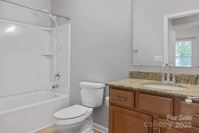 5076 Newport Lakes Dr, Rock Hill, SC 29732 - bathroom with vanity, toilet,  shower combination, and baseboards