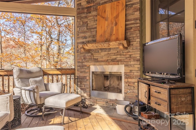 196 Juneberry Ln, Tuckasegee, NC 28783 - deck featuring a fireplace