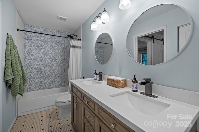 2502 Cranbrook Ln Unit 8, Charlotte, NC 28207 - full bathroom with shower / bath combo, toilet, and double vanity