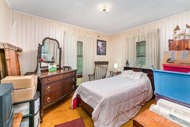 2556 Salem Church Rd, Lincolnton, NC 28092 - bedroom with a textured ceiling and wallpapered walls