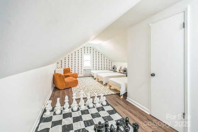 52 Reynolda Dr, Asheville, NC 28803 - bedroom with baseboards, lofted ceiling, and wood finished floors