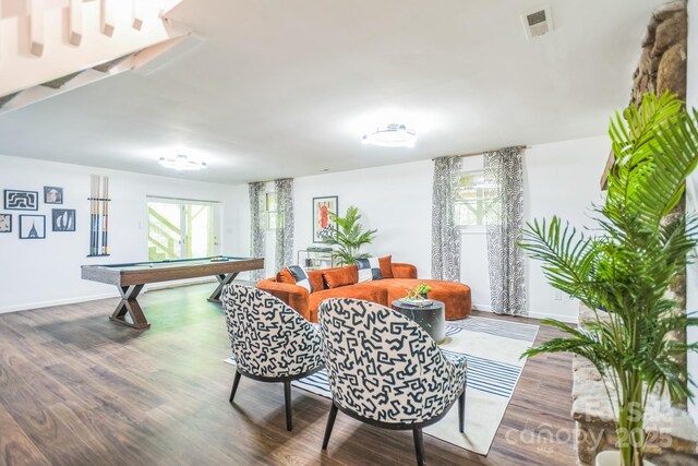 52 Reynolda Dr, Asheville, NC 28803 - rec room with billiards, wood finished floors, and baseboards