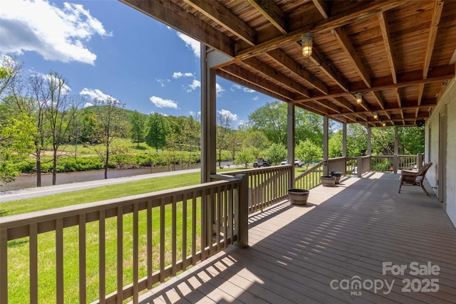 980 S River Rd, Sylva, NC 28779 - wooden terrace with a yard