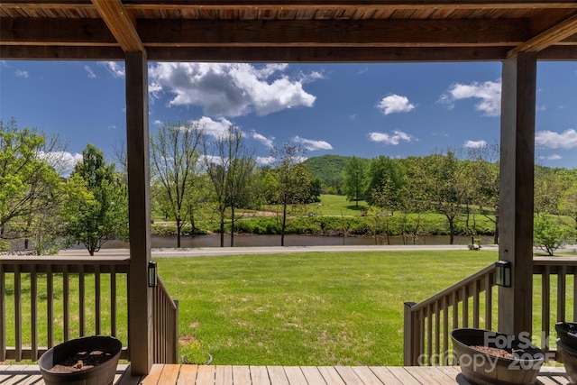 980 S River Rd, Sylva, NC 28779 - view of green lawn with a wooden deck