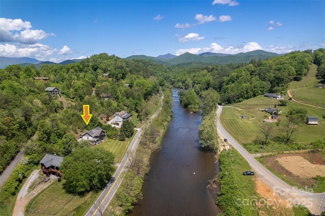 980 S River Rd, Sylva, NC 28779 - aerial view of property's location featuring a water and mountain view and a forest