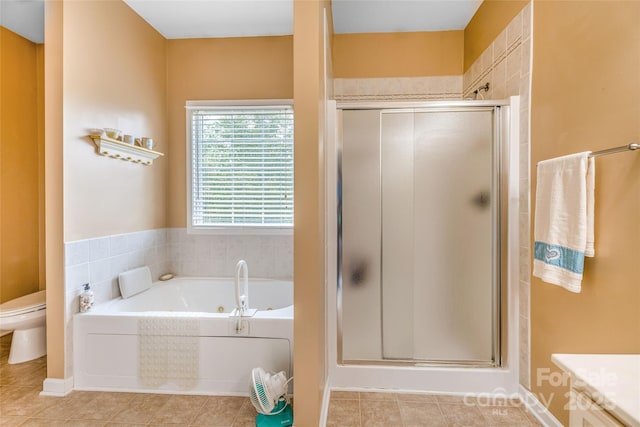 121 W Ashe Bridge Rd W, Marion, NC 28752 - bathroom with a shower stall, toilet, a bath, tile patterned floors, and vanity