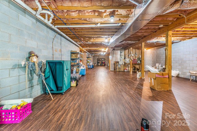 121 W Ashe Bridge Rd W, Marion, NC 28752 - unfinished basement with wood finished floors and concrete block wall
