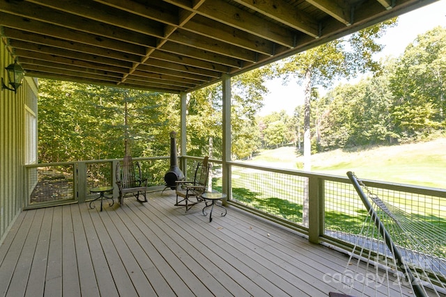 324 Austin Mountain Dr, Burnsville, NC 28714 - wooden deck featuring view of scattered trees