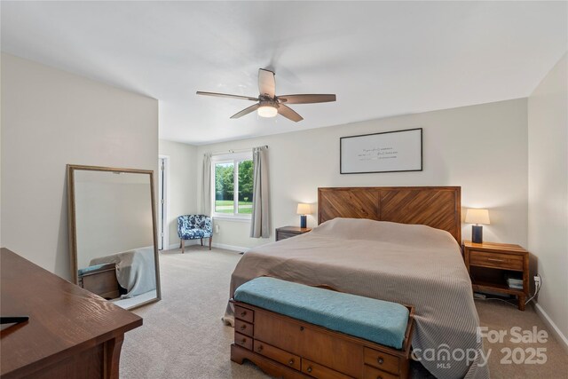 4916 Ritchie Rd, Lincolnton, NC 28092 - bedroom with light carpet, baseboards, and a ceiling fan