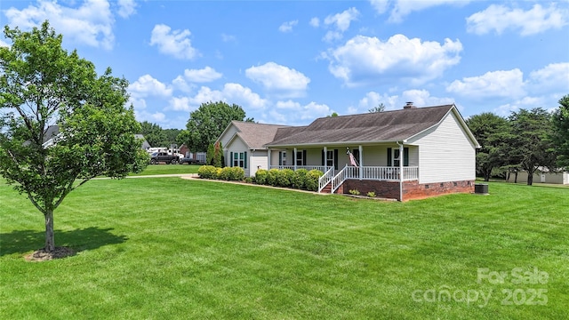 4916 Ritchie Rd, Lincolnton, NC 28092 - view of front of house featuring covered porch, crawl space, a front yard, and a shingled roof
