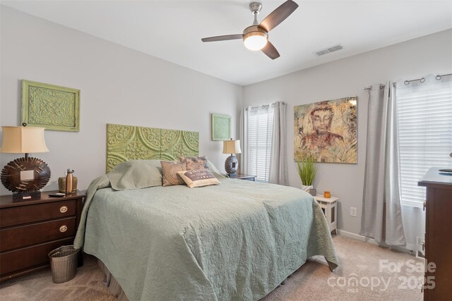 4313 Courtly Ln, Belmont, NC 28012 - bedroom with light colored carpet, a ceiling fan, and baseboards