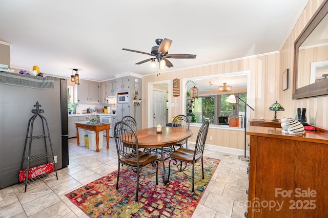 1115 Grovewood Dr, Charlotte, NC 28208 - dining area with ornamental molding, plenty of natural light, and ceiling fan