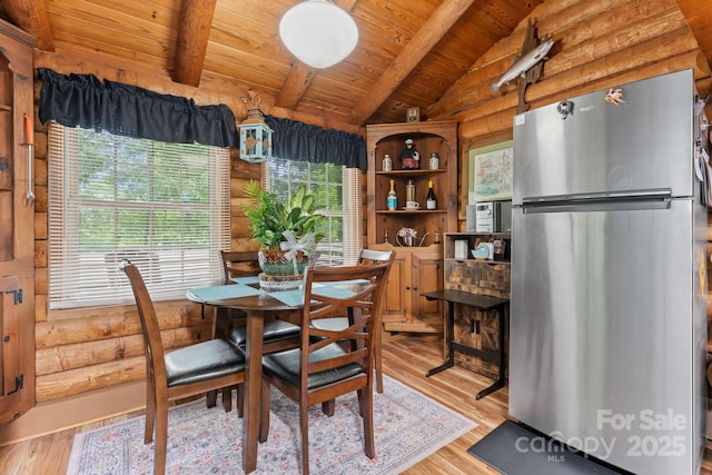 3763 Laurel Heights Dr, Morganton, NC 28655 - dining room featuring wood ceiling and wood finished floors