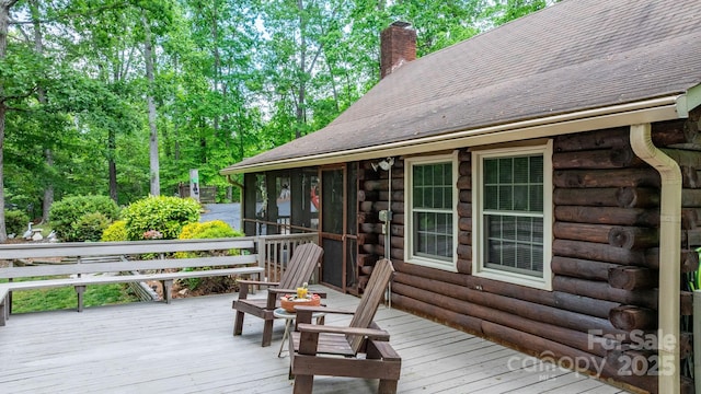 3763 Laurel Heights Dr, Morganton, NC 28655 - wooden terrace featuring a sunroom