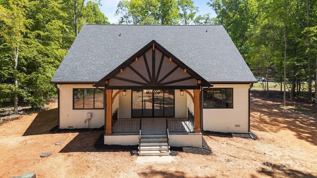 1408 Bloomsberry Ln, Waxhaw, NC 28173 - view of front facade with covered porch, crawl space, and roof with shingles