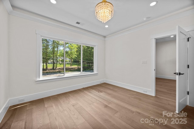 1408 Bloomsberry Ln, Waxhaw, NC 28173 - empty room with light wood-type flooring, baseboards, recessed lighting, and a chandelier