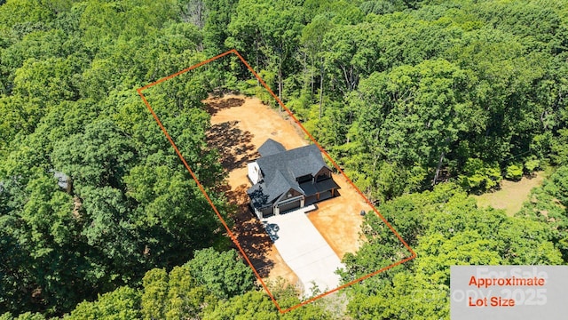 1408 Bloomsberry Ln, Waxhaw, NC 28173 - view from above of property featuring a heavily wooded area and property parcel outlined