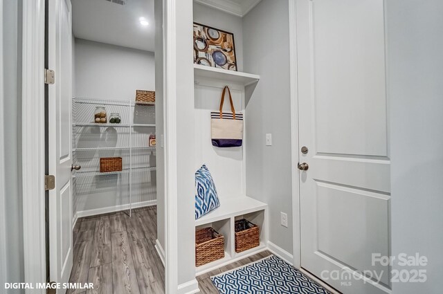 9945 Cask Way, Huntersville, NC 28078 - mudroom featuring wood finished floors and baseboards