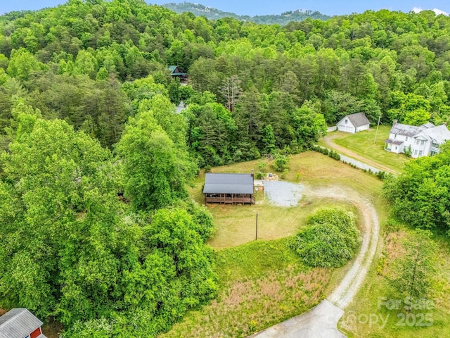 aerial view of a heavily wooded area