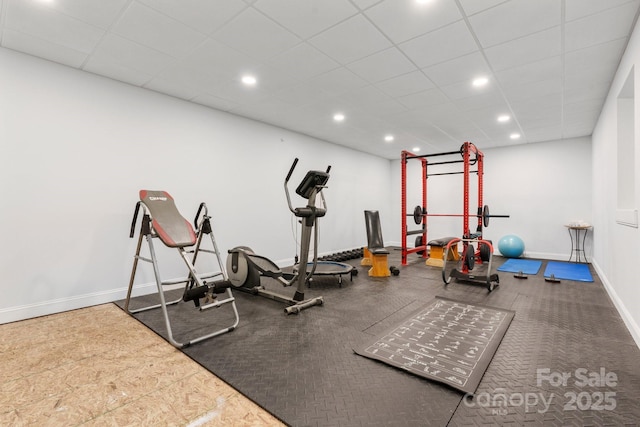 4616 Gold Finch Dr, Denver, NC 28037 - workout area with baseboards, recessed lighting, and a paneled ceiling