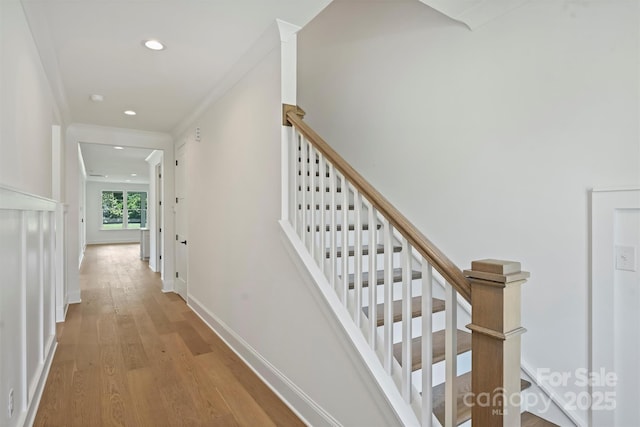 13605 Tranquil Day Dr, Matthews, NC 28105 - stairs featuring wood finished floors, recessed lighting, and baseboards