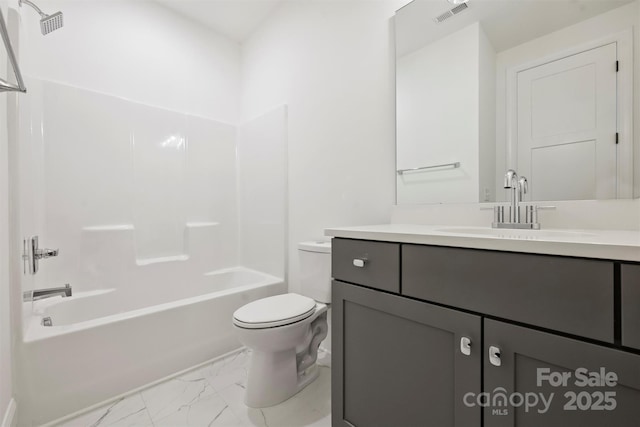 13605 Tranquil Day Dr, Matthews, NC 28105 - full bathroom featuring marble look tile flooring, vanity, and  shower combination