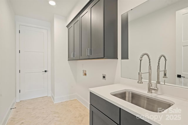 13605 Tranquil Day Dr, Matthews, NC 28105 - laundry room featuring cabinet space, electric dryer hookup, washer hookup, and recessed lighting