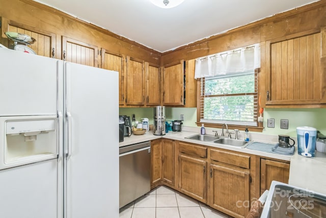 4424 Huntington Dr, Gastonia, NC 28056 - kitchen featuring white appliances, a sink, light countertops, and brown cabinets