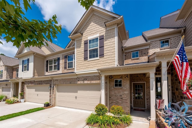 5014 Forest Hills Pl, Fort Mill, SC 29707 - townhome / multi-family property featuring brick siding, driveway, a garage, and a shingled roof