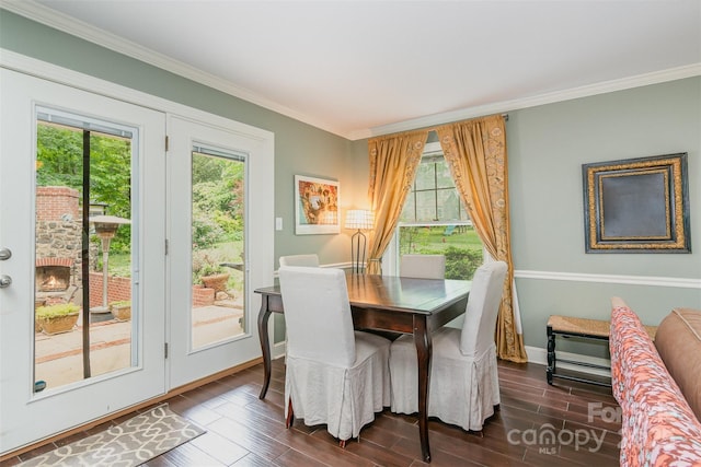 408 Idlewood Dr, Kannapolis, NC 28083 - dining space with crown molding, dark wood-style flooring, and baseboards