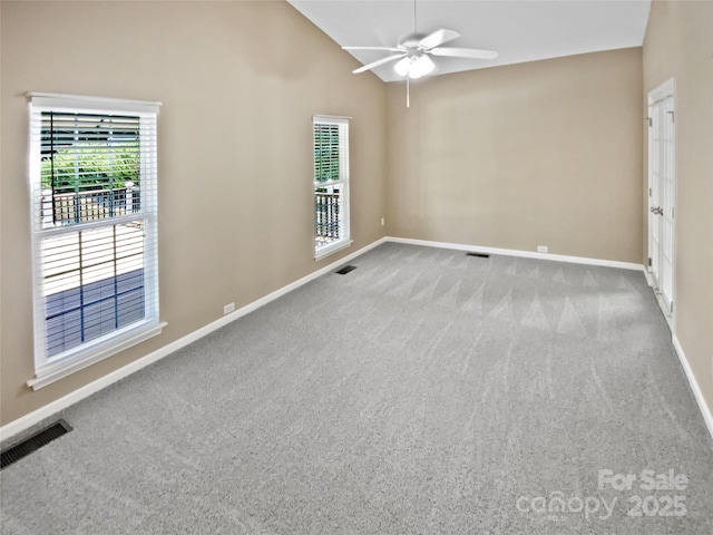 903 Furman Ct, Fort Mill, SC 29708 - empty room featuring carpet, healthy amount of natural light, a ceiling fan, baseboards, and vaulted ceiling