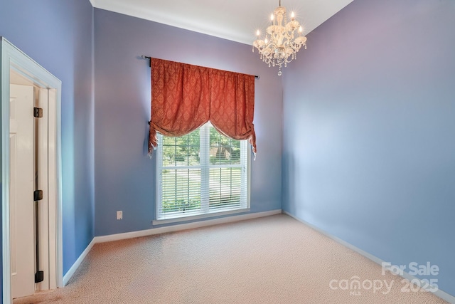 1337 Braeburn Rd NW, Concord, NC 28027 - carpeted spare room with a chandelier and baseboards