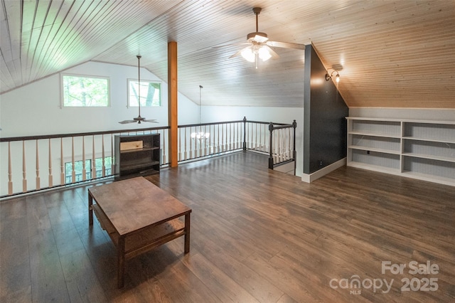 37 Geneva Cir Unit 1/2, Franklin, NC 28734 - additional living space with a ceiling fan, vaulted ceiling, wood finished floors, and wooden ceiling