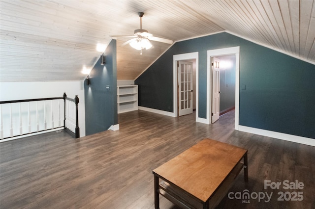 37 Geneva Cir Unit 1/2, Franklin, NC 28734 - additional living space with a ceiling fan, lofted ceiling, wood finished floors, and wooden ceiling