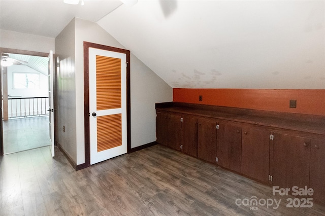 37 Geneva Cir Unit 1/2, Franklin, NC 28734 - additional living space featuring lofted ceiling, dark wood finished floors, and a ceiling fan