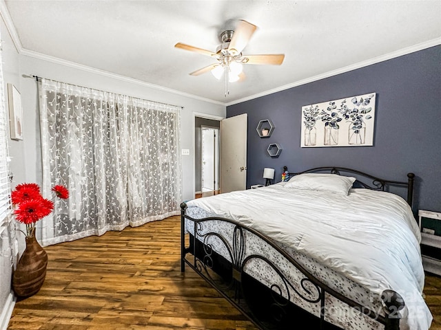 200 Woodside Dr, Morganton, NC 28655 - bedroom with wood finished floors, ornamental molding, and a ceiling fan