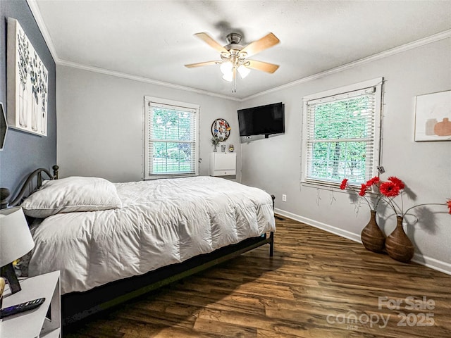 200 Woodside Dr, Morganton, NC 28655 - bedroom with ornamental molding, wood finished floors, baseboards, and ceiling fan