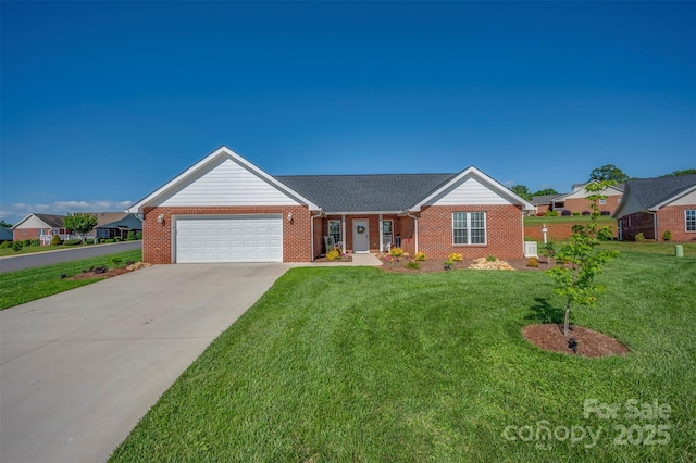 105 Kingston Pl, Spindale, NC 28160 - ranch-style house featuring brick siding, an attached garage, a front lawn, and concrete driveway